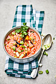Aubergine and lentil stew