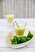 Herbal smoothie with fresh basil