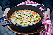 Harissa omelette with avocado