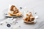 Banoffee pudding in glasses