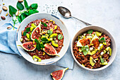 Chocolate rice pudding with figs