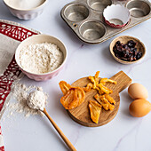 Baking ingredients with dried fruit
