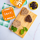 Heart and flower shaped sandwiches for children