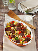 Low Carb Polpette Casserole with Jerusalem Artichoke and Savoy Cabbage
