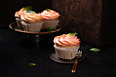 Vegan cupcakes with two-tone naturally colored buttercream
