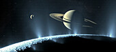 Saturn from Enceladus, illustration