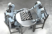 Robots playing chess, illustration