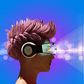 Head-up display headset, conceptual illustration