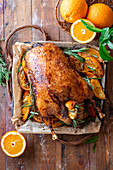 Roast goose with citrus fruits