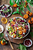 Winter salad with mandarins and walnuts