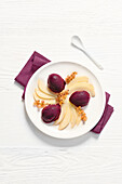 Black currant sorbet with pears