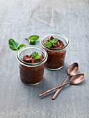 Fruity chocolate mousse with mint