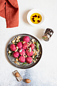 Beetroot gnocchi made with ricotta cheese