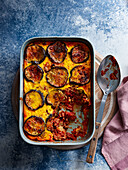 Aubergine casserole with minced beef