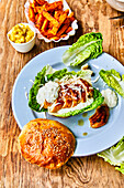 Chicken Caesar Salad Sandwich with Sweet Potato Fries