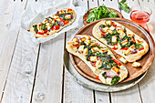 Spinach and feta cheese pizza