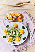 Fricassee with puff pastry flowers