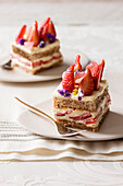 Strawberry-pistachio layer cake