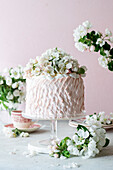 Cake decorated with fresh Flowers
