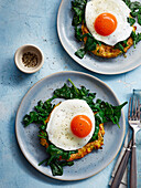 zucchini fritters with eggs Florentine