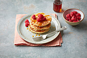Almond flour pancakes with raspberries