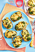 Cheesy broccoli-stuffed potatoes