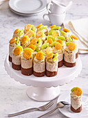Sweet creamy roll cake with exotic fruit