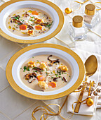 Fish soup with porcini mushrooms