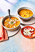 Carrot and lentil soup with feta