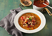Bean soup with smoked meat