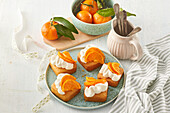 Mandarin squares with cream
