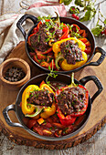 Peppers stuffed with ground beef