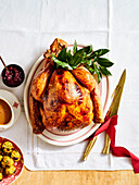 Classic roast turkey with apple cranberry stuffing