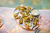Fried artichokes with dip