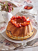 Yeast ring cake with plums