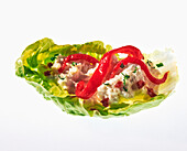 Lettuce leaf with fish spread