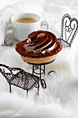 Creamy almond tart dusted with cocoa