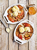 Apple marmalade crumble puddings from the oven