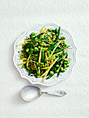 Asparagus, pea and pecorino salad with lemon dressing