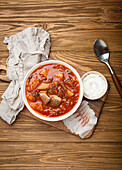 Ukrainian borscht (beetroot soup with meat)