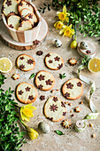 Easter biscuits with chocolate flowers