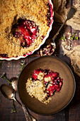Apple and blackcurrant crumble