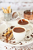 Cioccolata calda - Italian style hot chocolate with wafer cigars