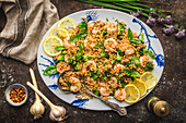 Shrimp on Israeli couscous and broccoli