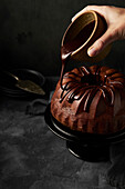 Chocolate bundt cake with ganache