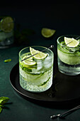 Gin and tonic with cucumber and lime