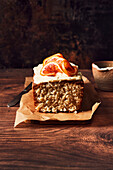 Loaf cake with blood orange passionfruit glaze