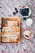 Homemade plum strudel