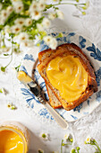 Toast slices with homemade passion fruit spread