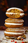 Pumpkin whoopie pies with buttercream filling